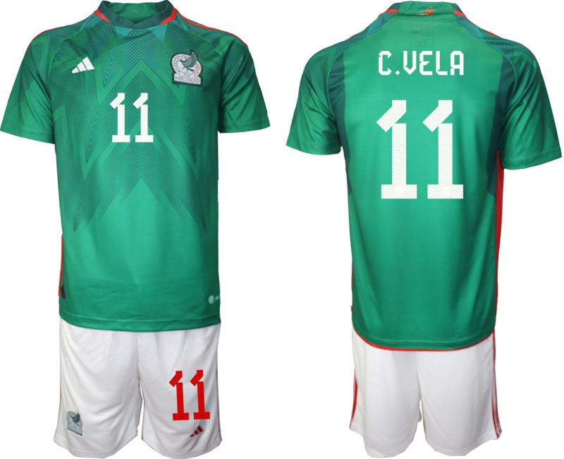 Men 2022 World Cup National Team Mexico home green #11 Soccer Jerseys